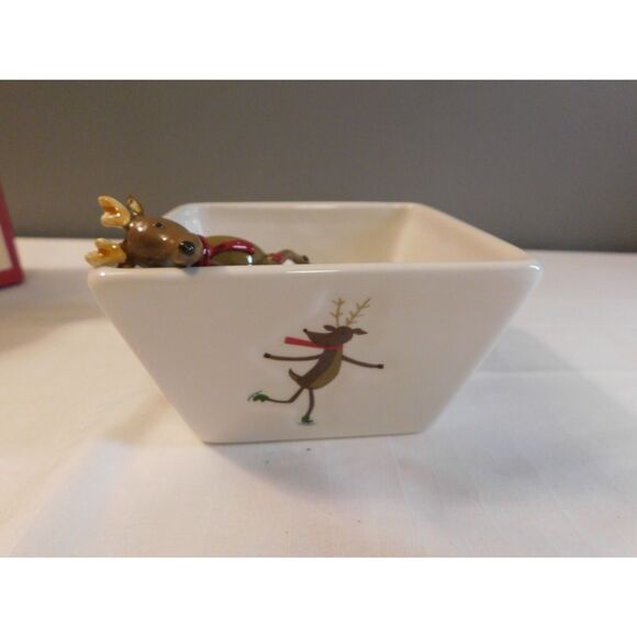 St. Nicholas Square "Reindeer Games" Dip Mix Bowl & Spreader New In Box. - Picture 6 of 10